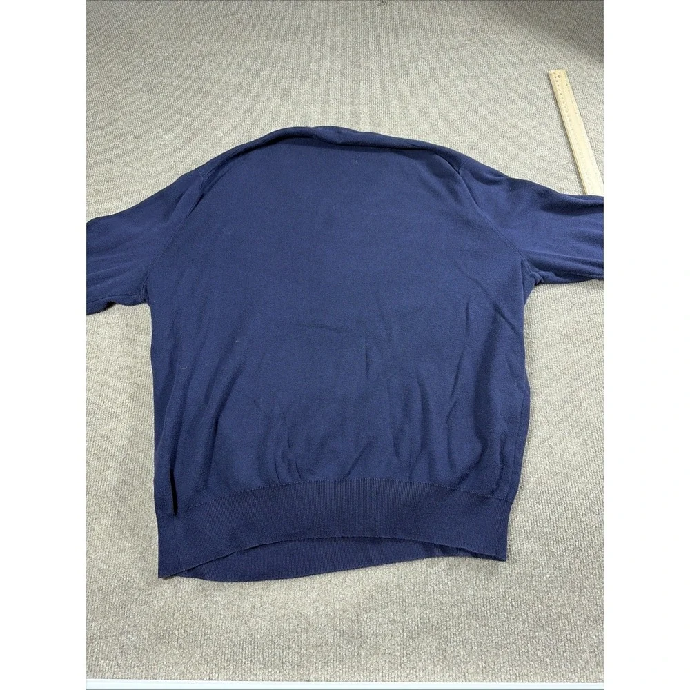 Polo Ralph Lauren Mens V Neck Sweater Size XL Navy Blue Pony Logo Pima Cotton